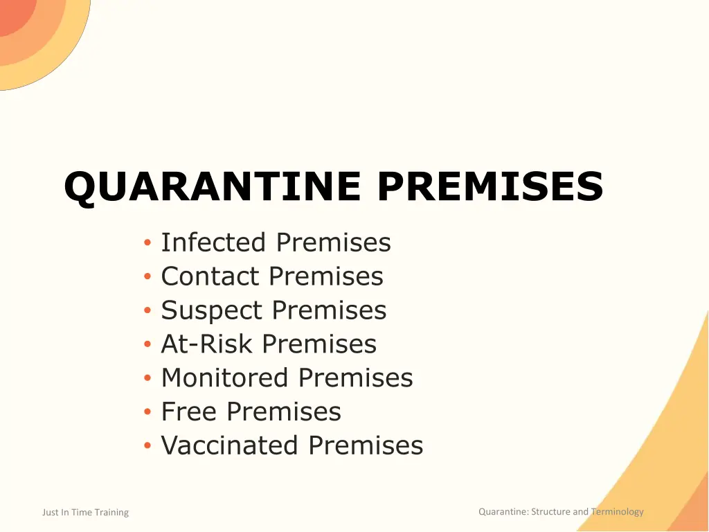 quarantine premises