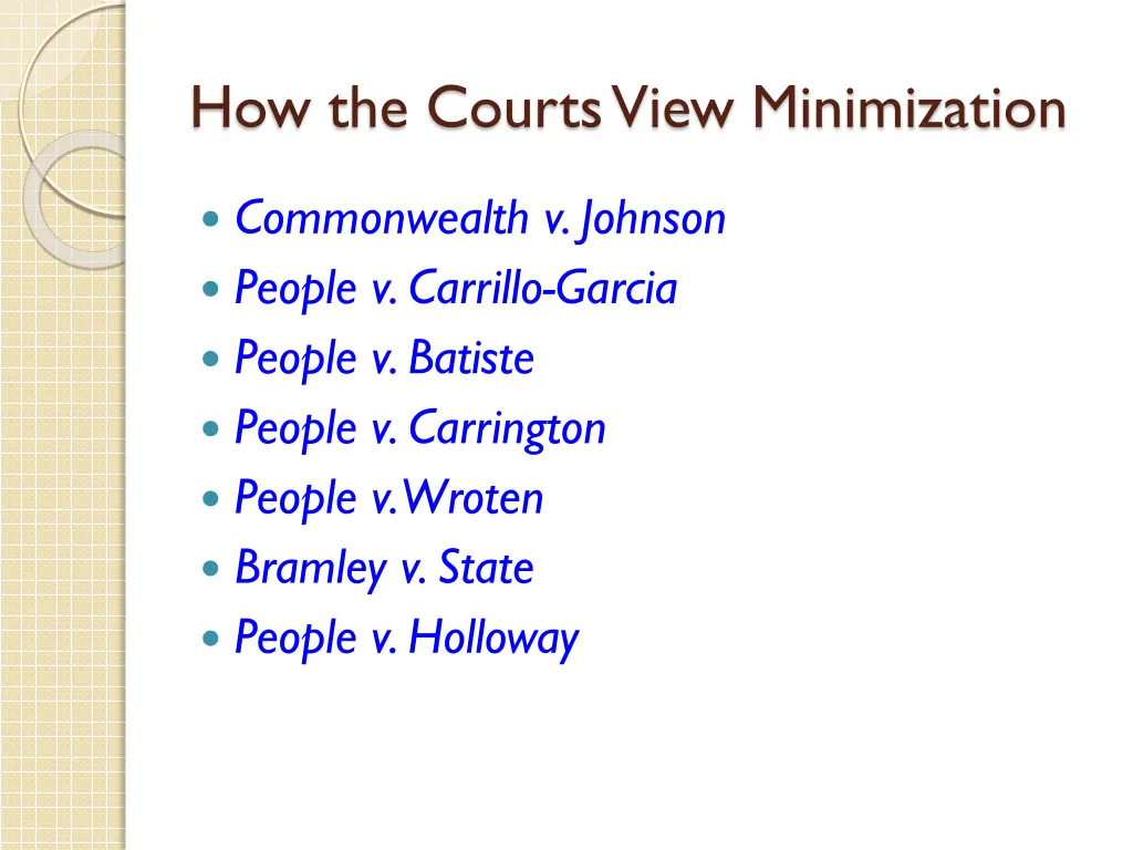 how the courts view minimization 9