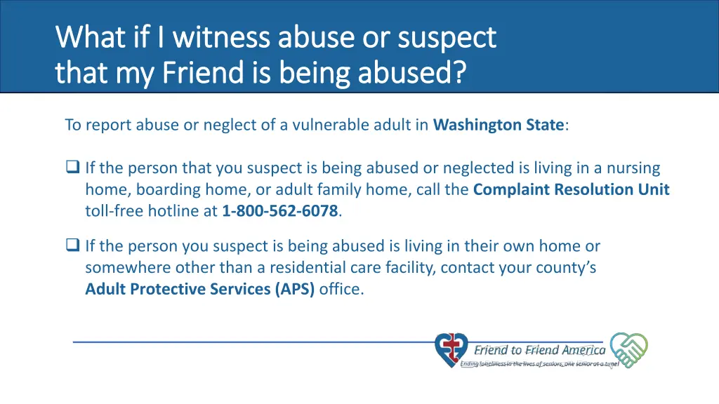 what if i witness abuse or suspect what