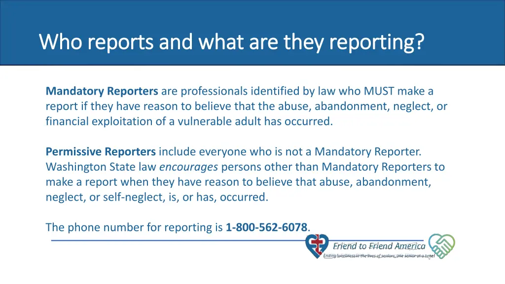 who reports and what are they reporting