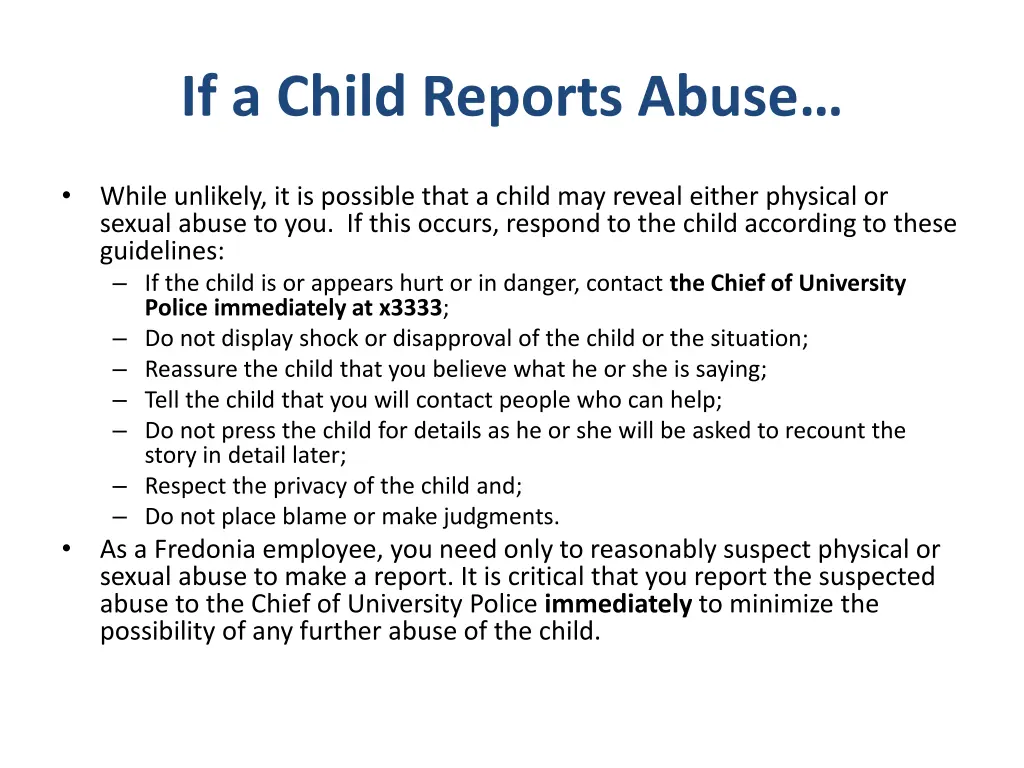 if a child reports abuse