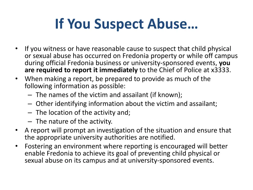 if you suspect abuse