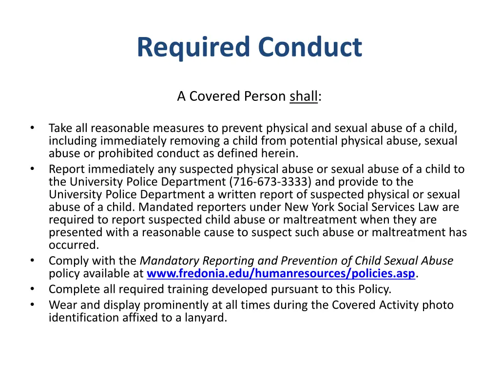 required conduct