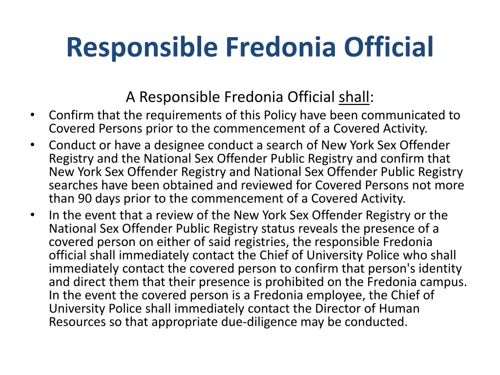 responsible fredonia official