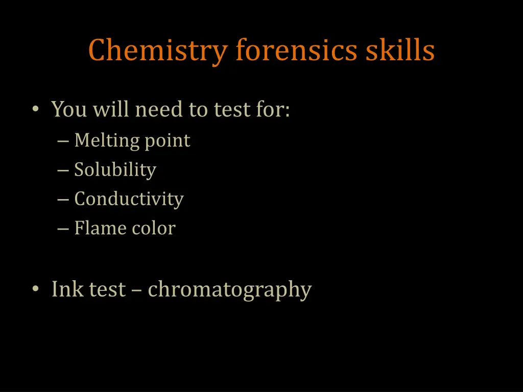 chemistry forensics skills