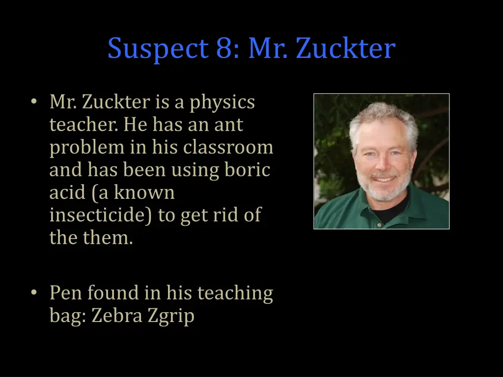 suspect 8 mr zuckter