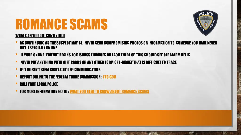 romance scams what can you do continued