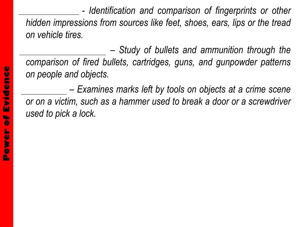 latent prints identification and comparison