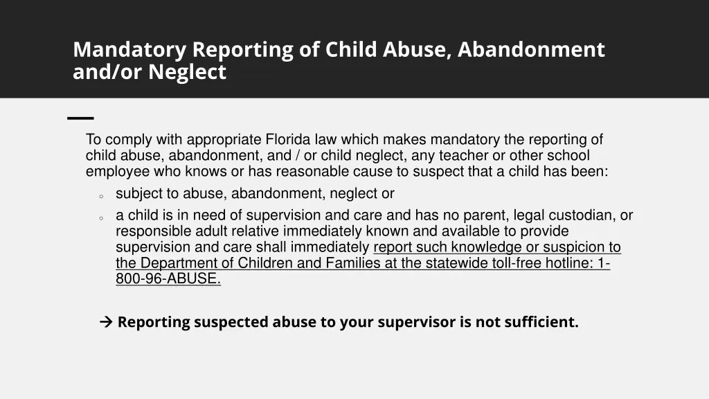 mandatory reporting of child abuse abandonment