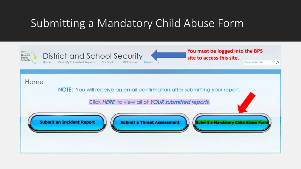 submitting a mandatory child abuse form