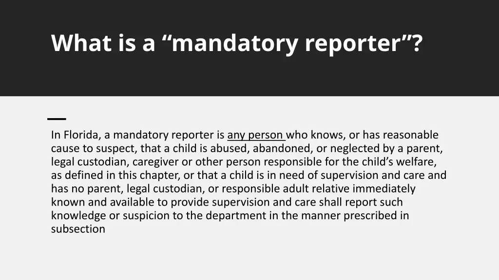 what is a mandatory reporter