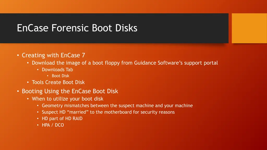 encase forensic boot disks