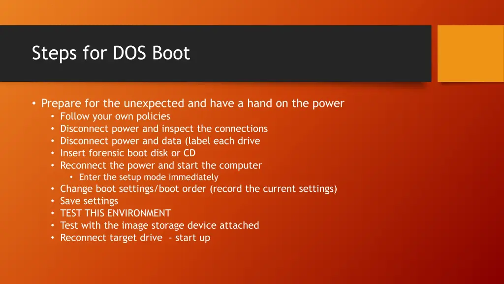 steps for dos boot