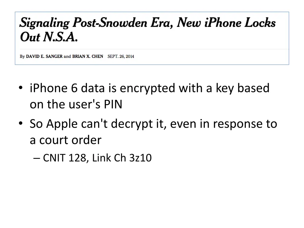 iphone 6 data is encrypted with a key based