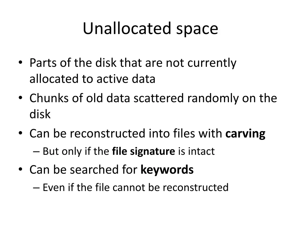 unallocated space