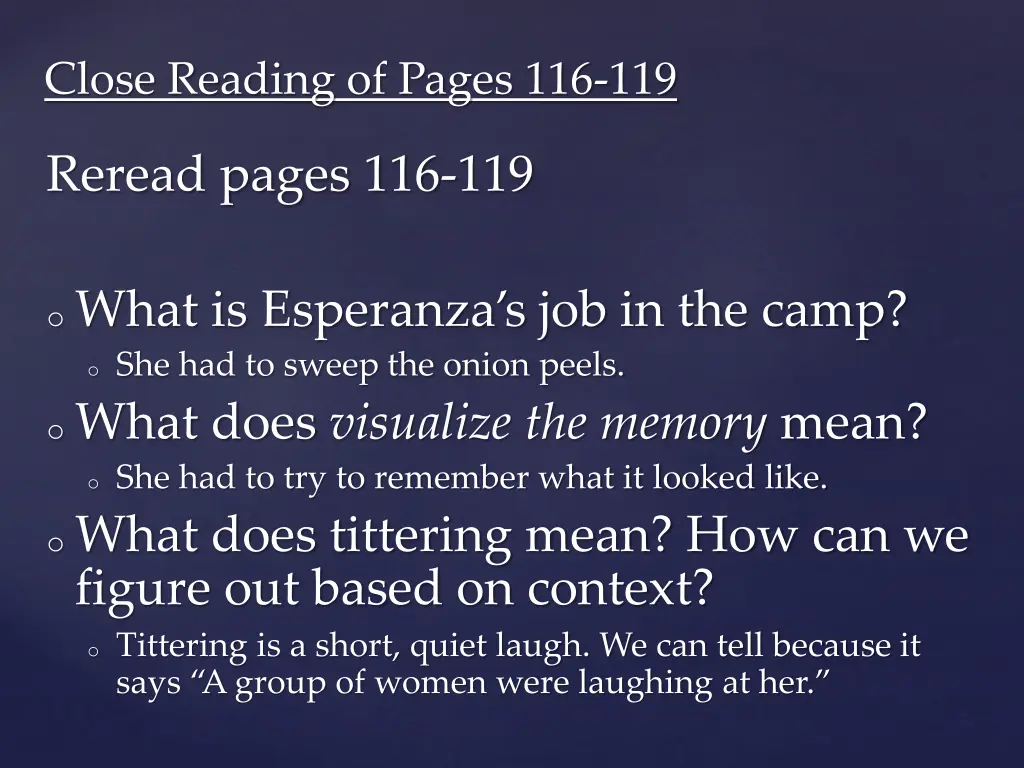 close reading of pages 116 119