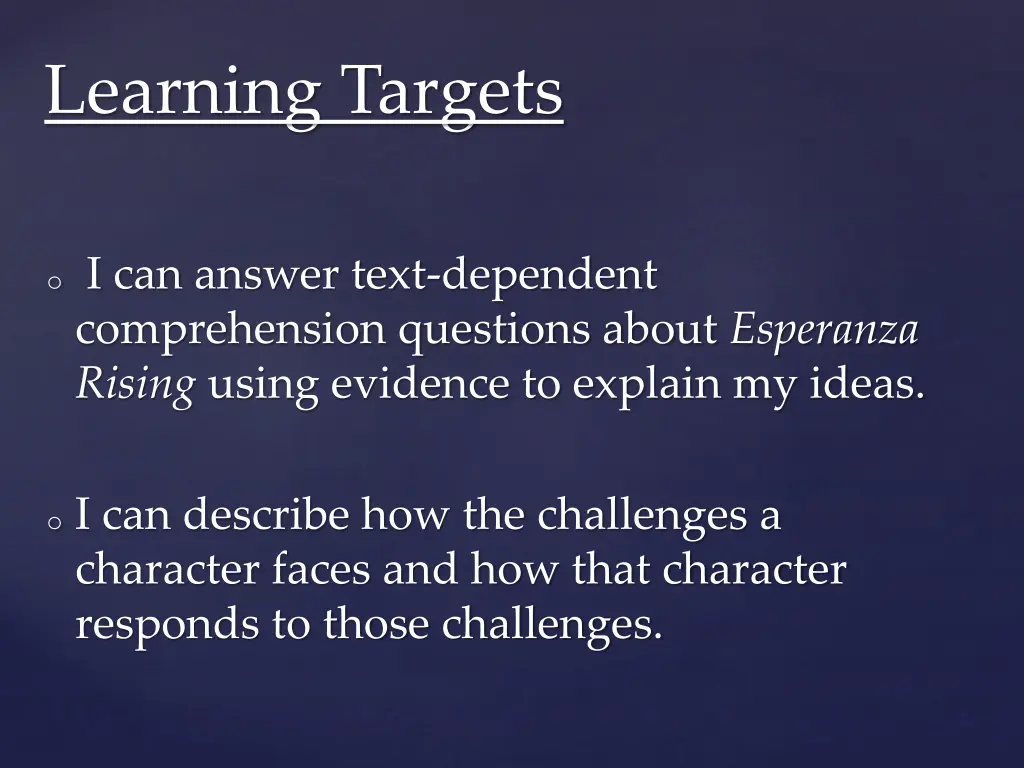 learning targets