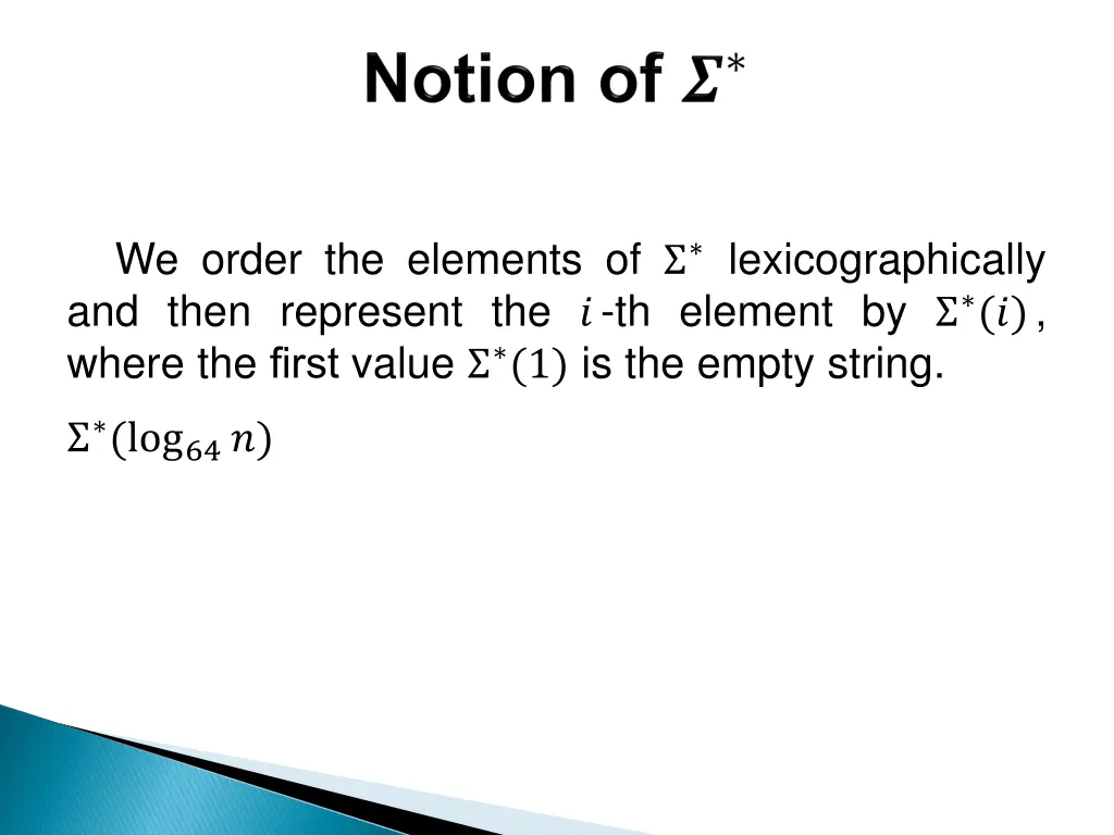 we order the elements of lexicographically