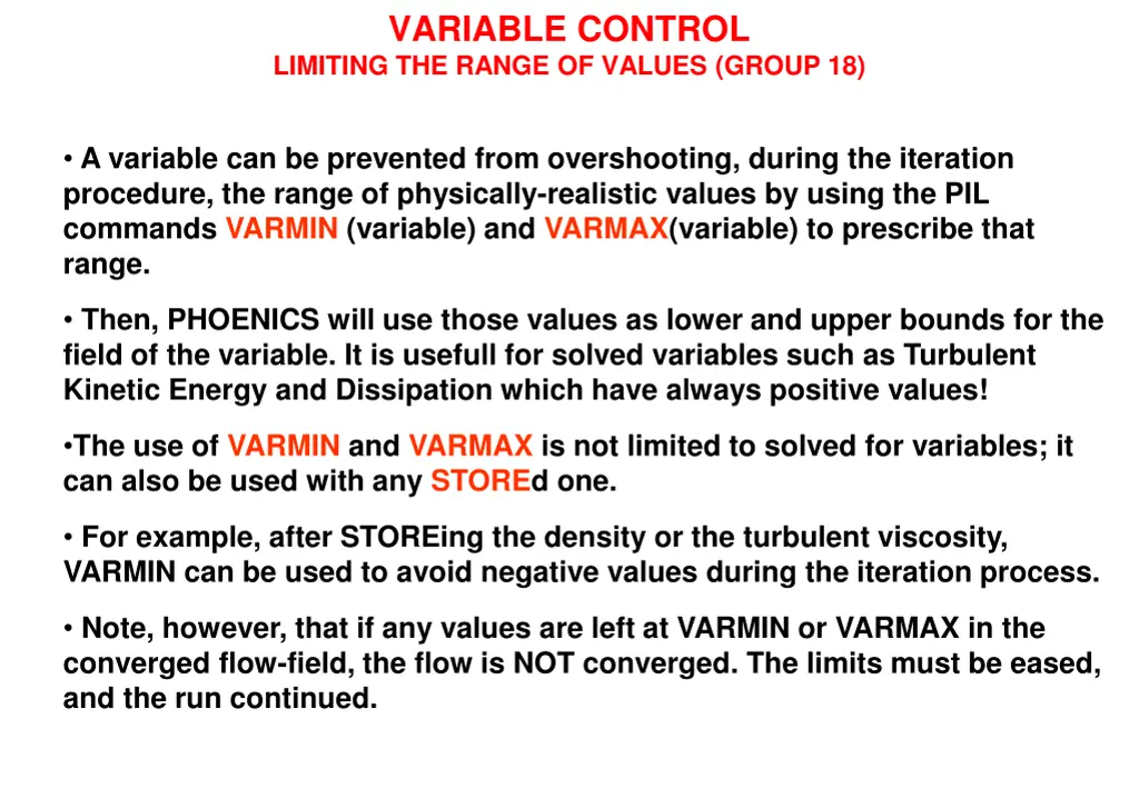 variable control limiting the range of values