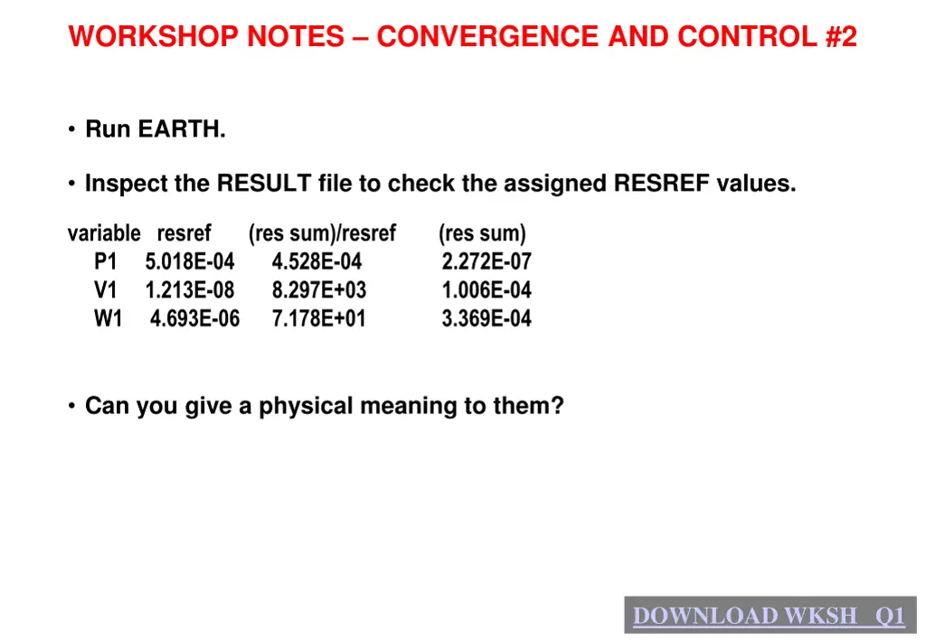 workshop notes convergence and control 2 1