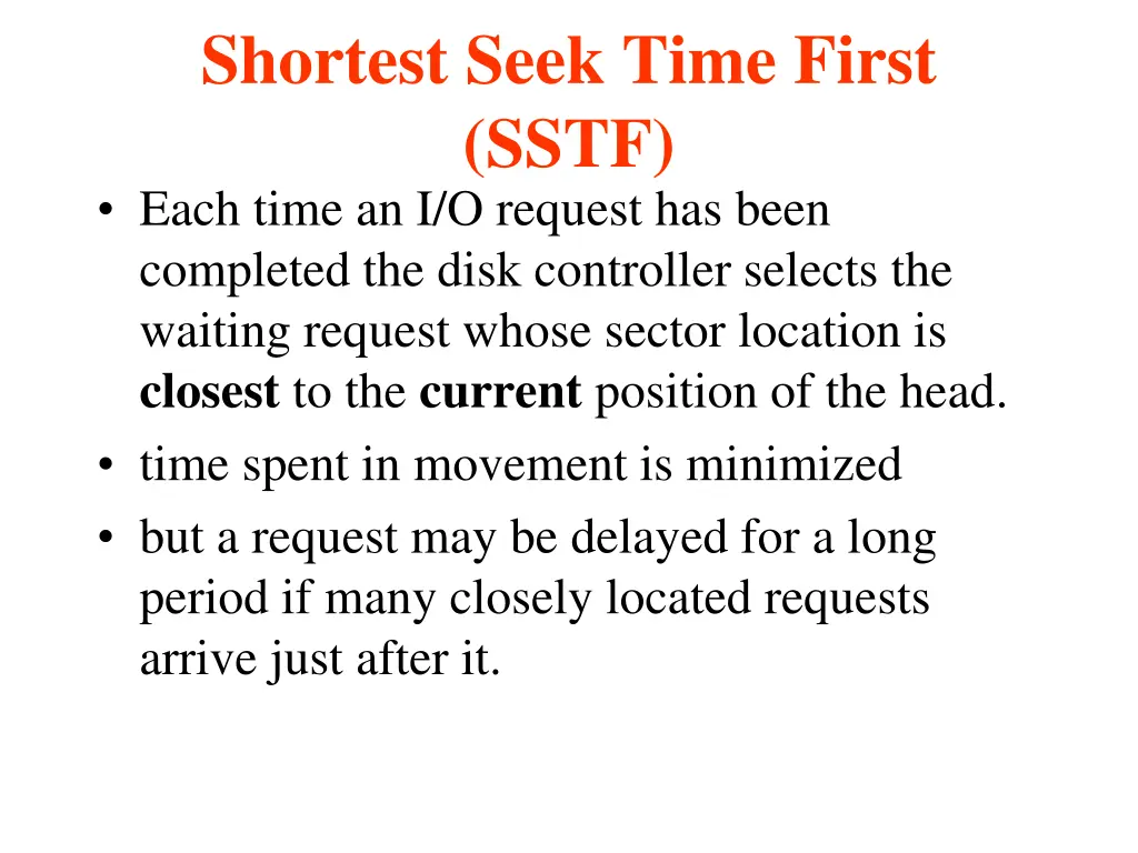 shortest seek time first sstf each time