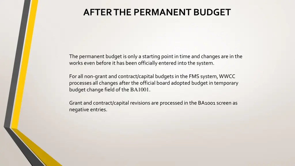 after the permanent budget