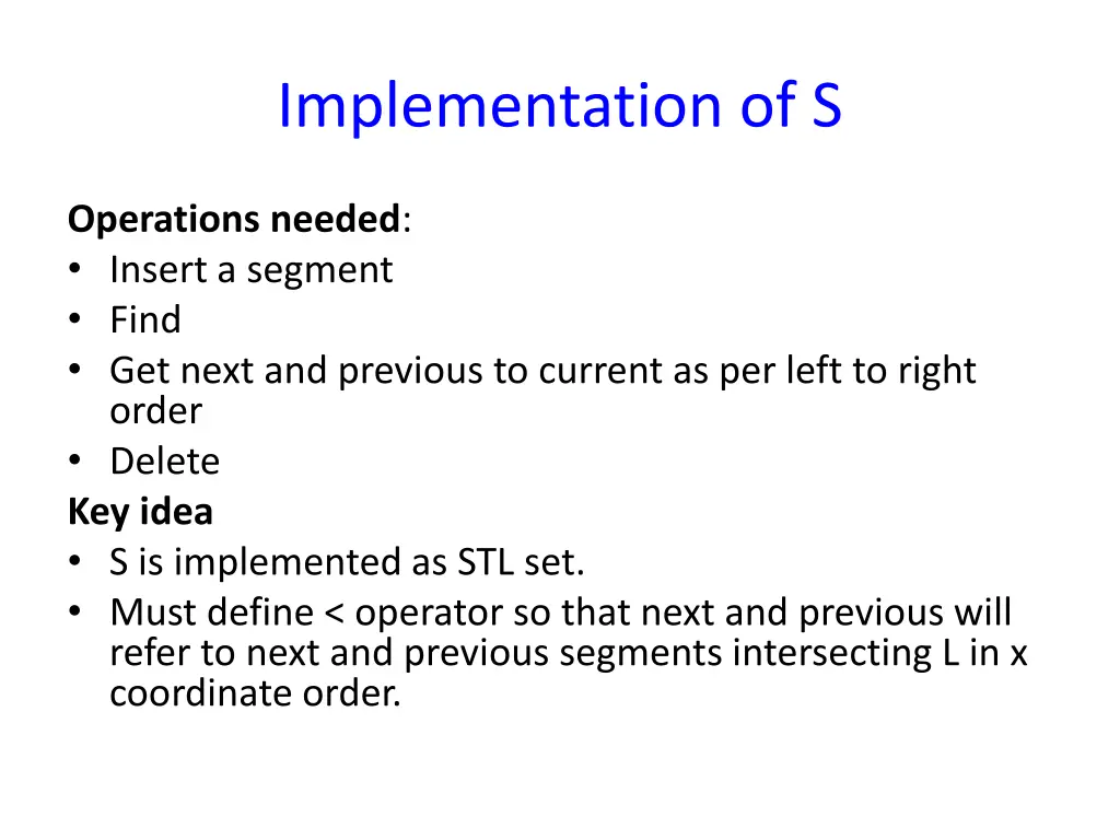 implementation of s