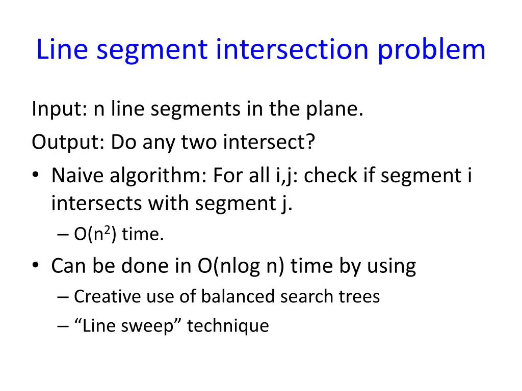 line segment intersection problem