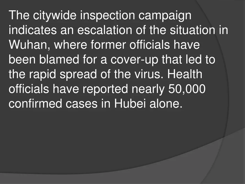 the citywide inspection campaign indicates