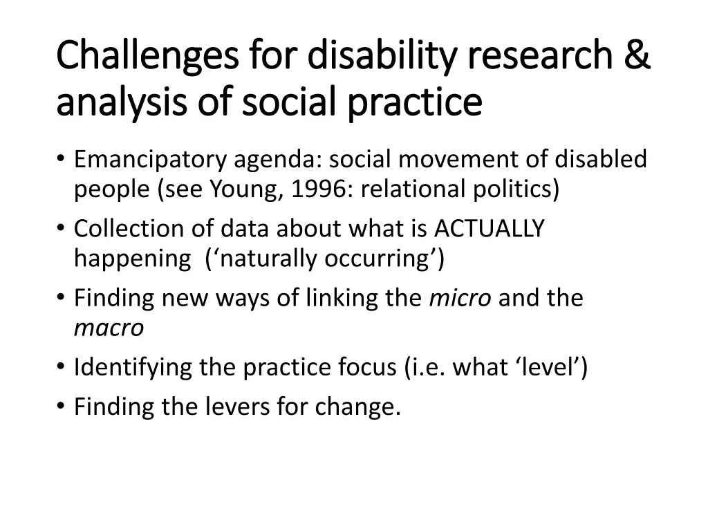 challenges for disability research challenges