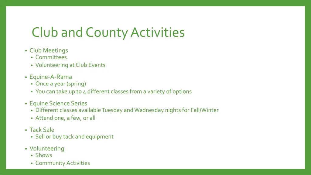 club and county activities