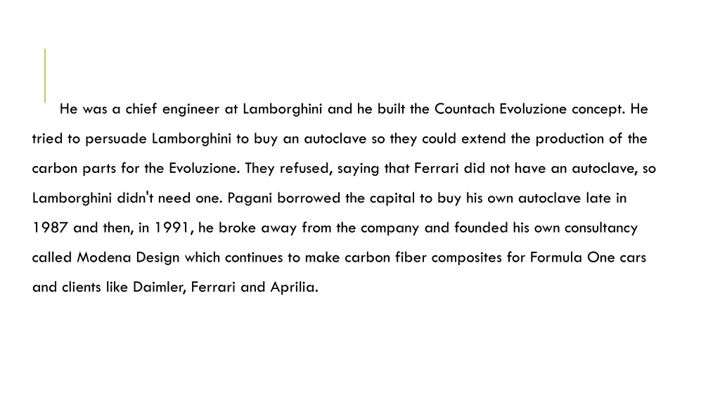 he was a chief engineer at lamborghini