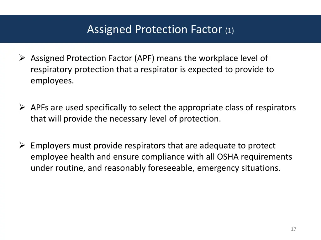 assigned protection factor 1