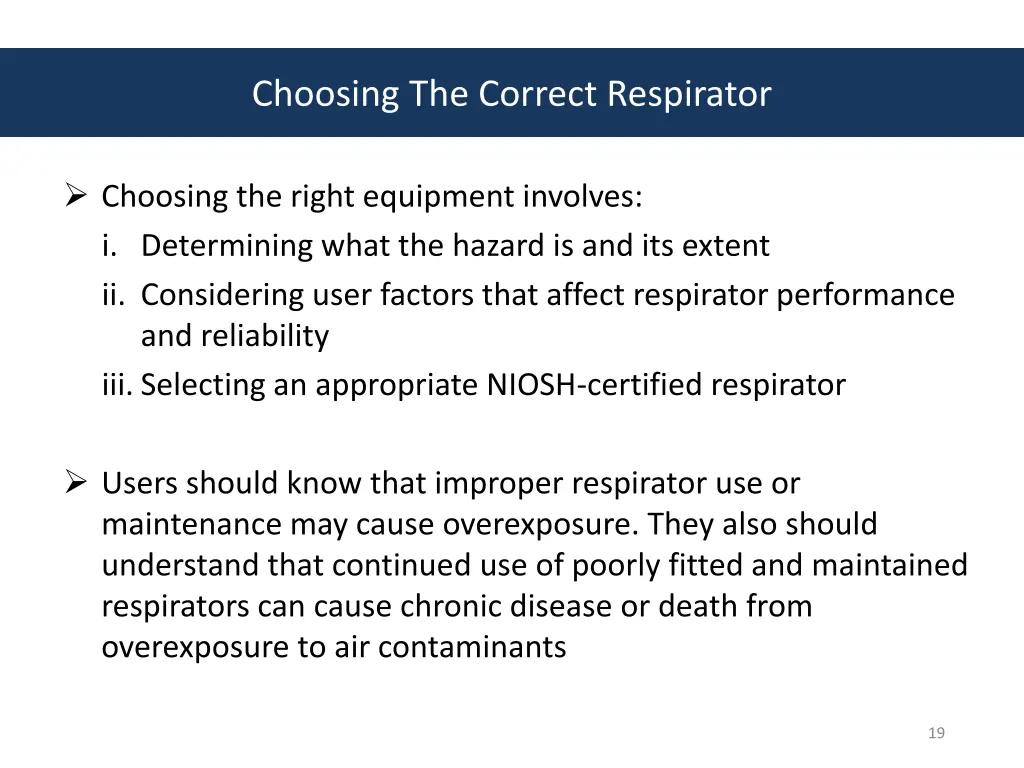 choosing the correct respirator