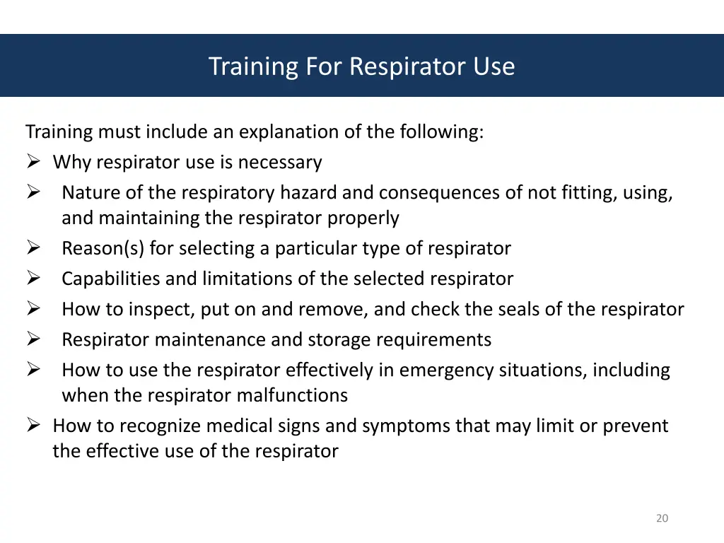 training for respirator use