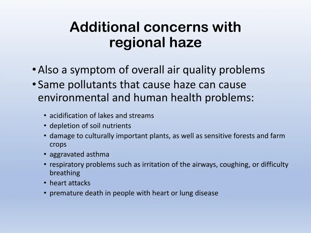 additional concerns with regional haze