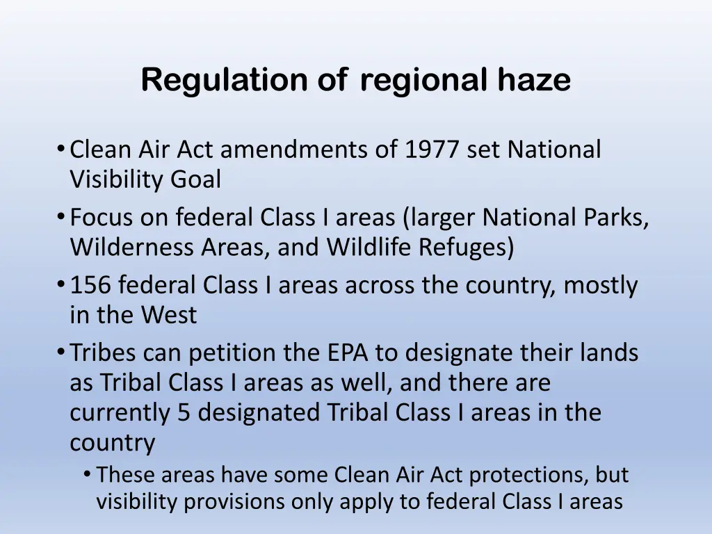 regulation of regional haze