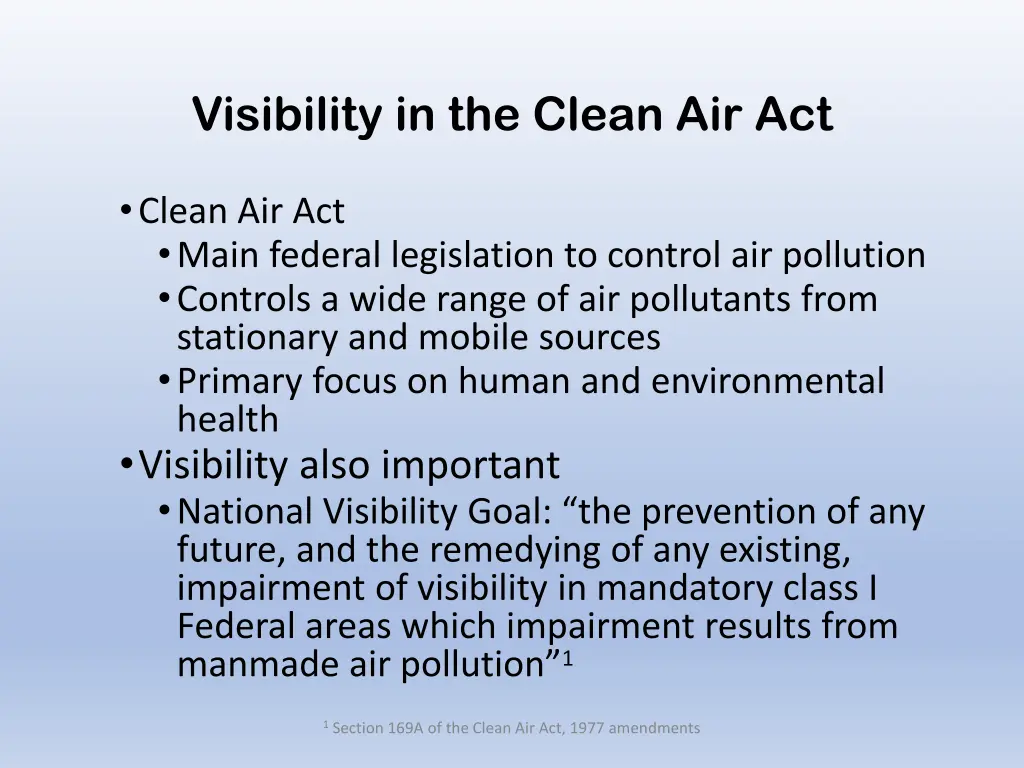 visibility in the clean air act