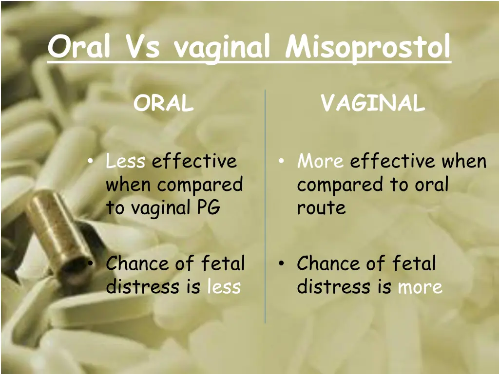 oral vs vaginal misoprostol