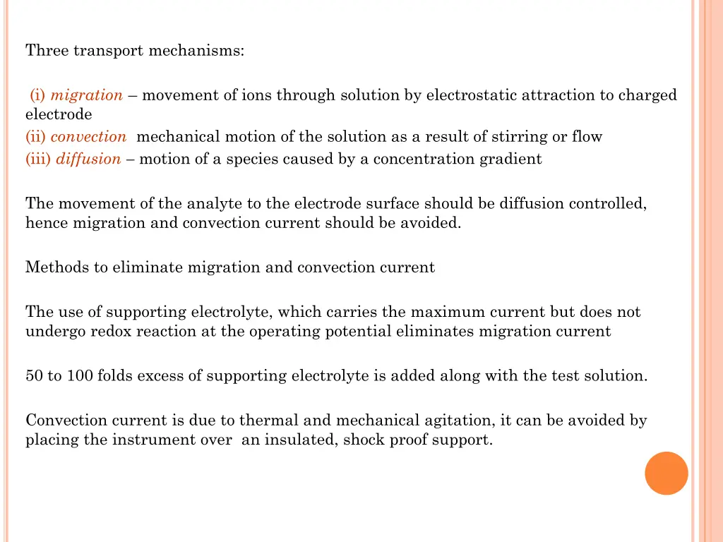 three transport mechanisms