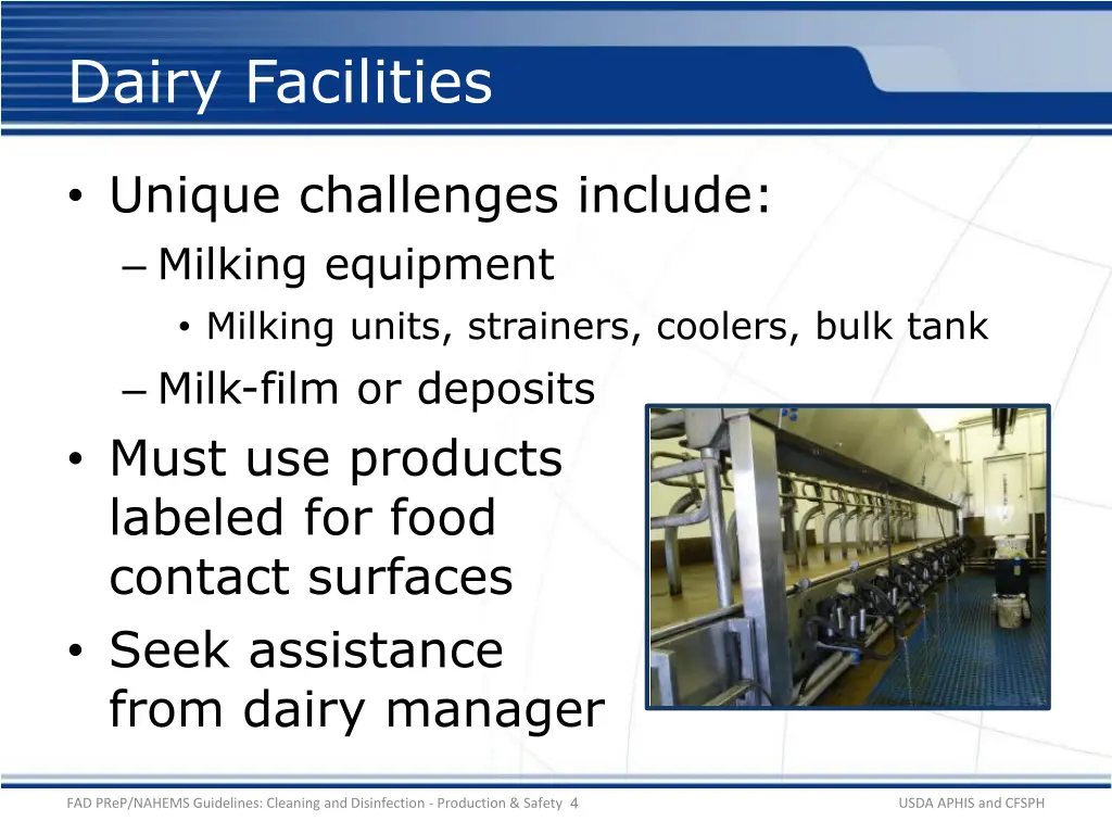 dairy facilities