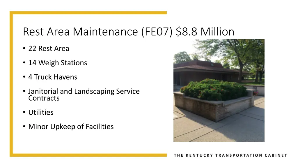 rest area maintenance fe07 8 8 million