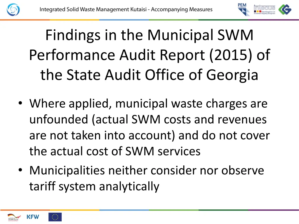 findings in the municipal swm performance audit