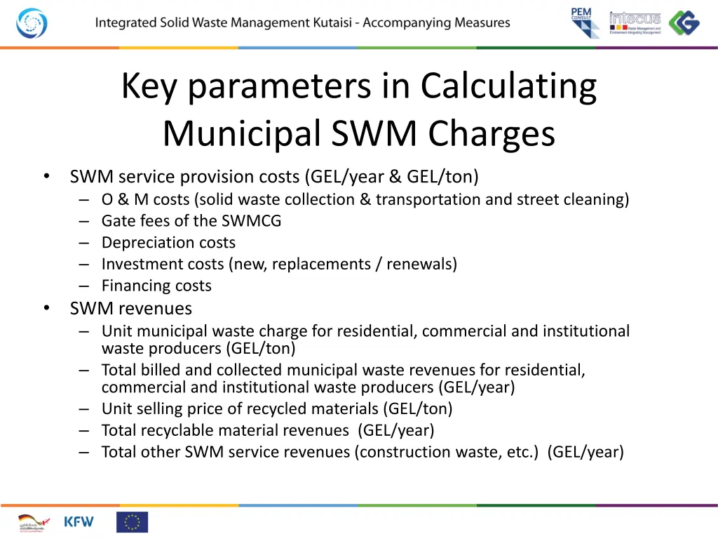 key parameters in calculating municipal 1