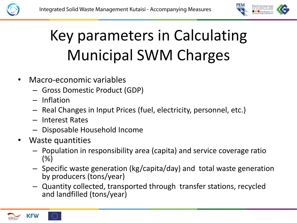 key parameters in calculating municipal