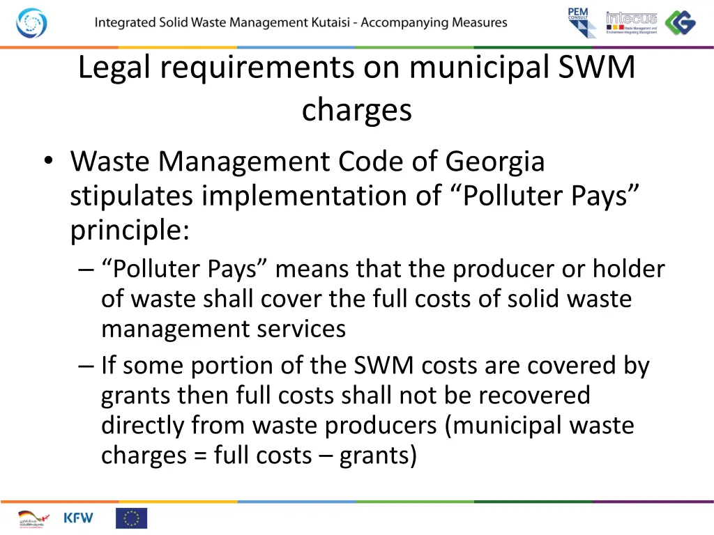 legal requirements on municipal swm charges waste