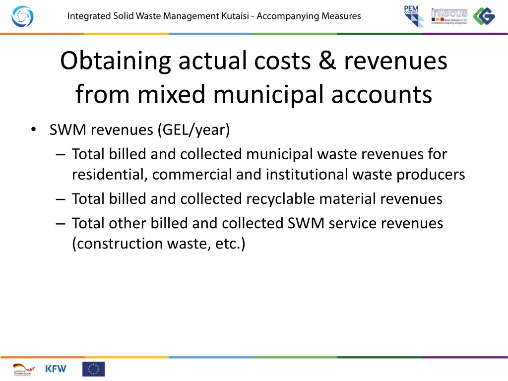 obtaining actual costs revenues from mixed 1