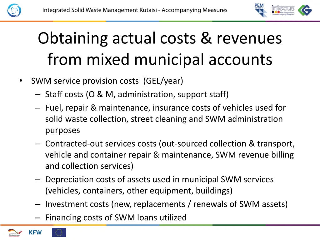 obtaining actual costs revenues from mixed