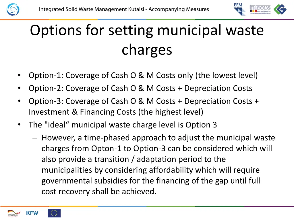 options for setting municipal waste charges