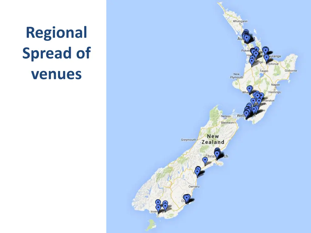 regional spread of venues